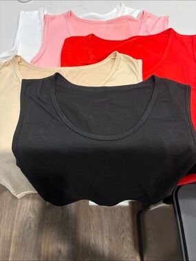 Women's Scoop Neck Tank Top - Black, Red, Pink, White, Cream